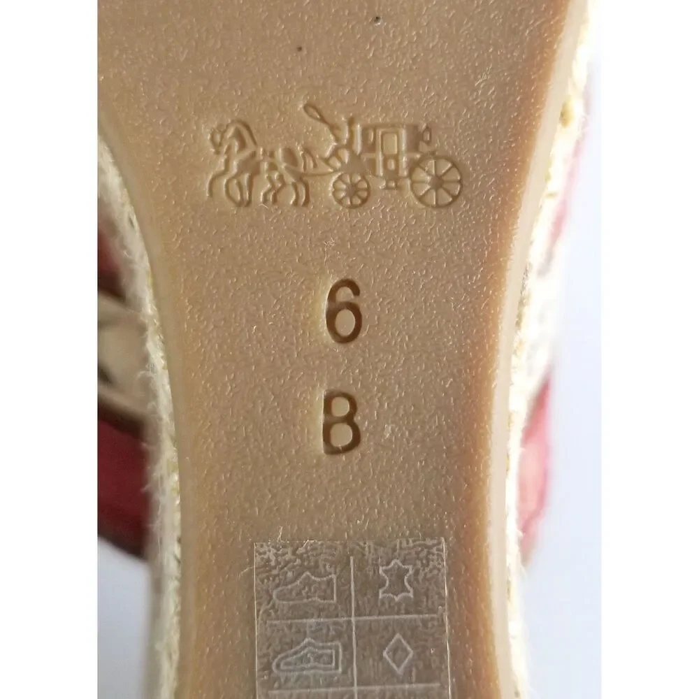 COACH Florentine Espadrille Wedge Sandals Sz 6 Red Tan Snake Print Platform - Picture 11 of 12
